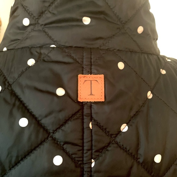 Black and White Polka Dot Puffer vest Talbots Size L Preppy career casual - Picture 9 of 16